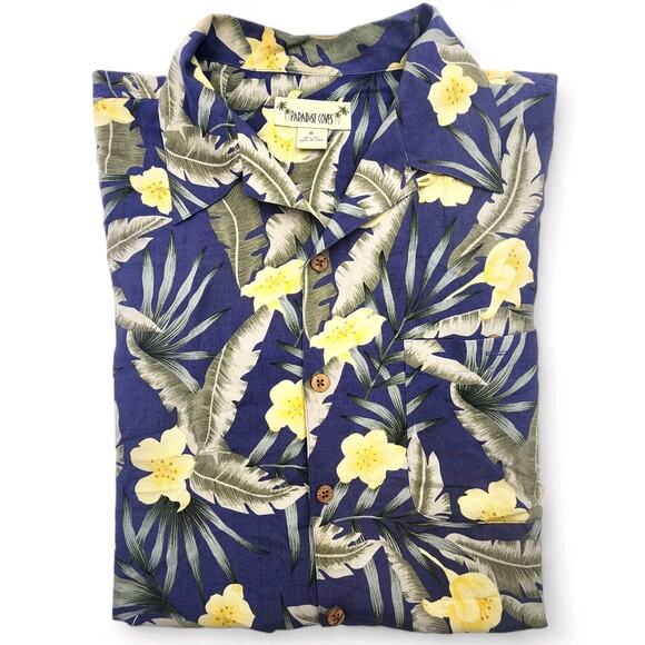 Paradise Coves Hawaiian Shirt 100% Silk Tropical Floral Button Down Mens XL - Picture 3 of 10